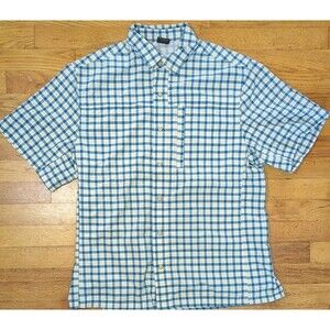 Vertx Men's Button Snap Shirt Blue Plaid Short Sleeve Vented Sz Medium EUC